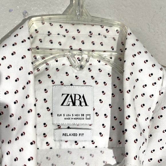ZARA Men's Relaxed Fit Button Down Geometric Print Shirt Size S Short Sleeve - Picture 7 of 7